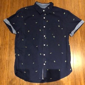 Jachs New York Navy Short Sleeve Button Up surfer print SZ L